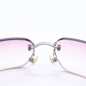 CHANEL シャネル リムレス サングラス ココマーク ラインストーン 4017-D サイズ62◻︎17 120 パープル シルバー金具 美品 中古 4a010060