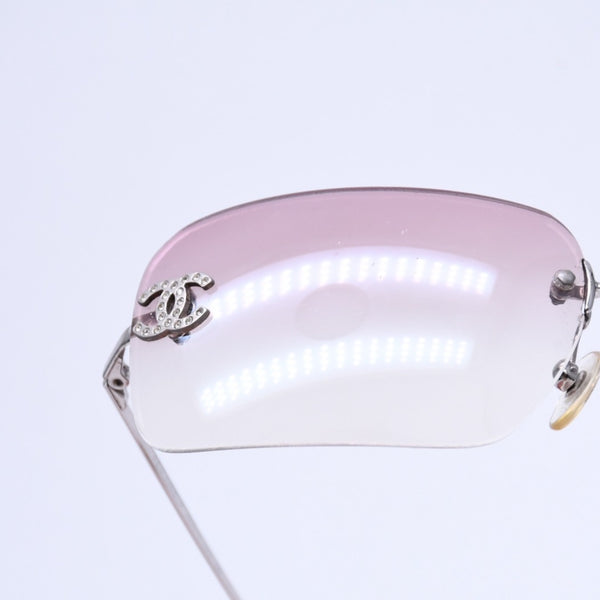 CHANEL シャネル リムレス サングラス ココマーク ラインストーン 4017-D サイズ62◻︎17 120 パープル シルバー金具 美品 中古 4a010060