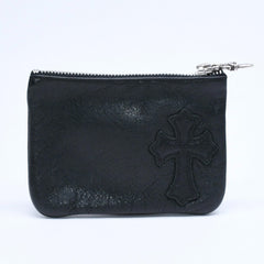 極美品 CHROME HEARTS クロムハーツ ZPR CHNG PURSE ジッパー チェンジパース 小銭入れ CHクロスパッチ ダガージップ シルバー金具 中古 4a009815