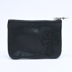 極美品 CHROME HEARTS クロムハーツ ZPR CHNG PURSE ジッパー チェンジパース 小銭入れ CHクロスパッチ ダガージップ シルバー金具 中古 4a009815