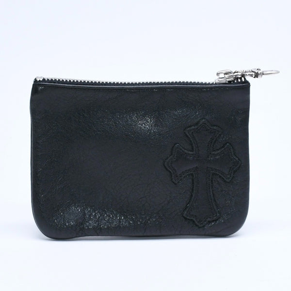 極美品 CHROME HEARTS クロムハーツ ZPR CHNG PURSE ジッパー チェンジパース 小銭入れ CHクロスパッチ ダガージップ シルバー金具 中古 4a009815