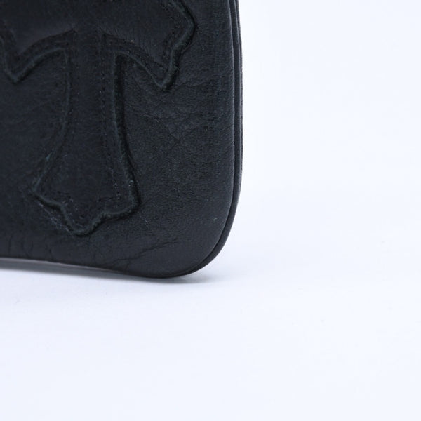 極美品 CHROME HEARTS クロムハーツ ZPR CHNG PURSE ジッパー チェンジパース 小銭入れ CHクロスパッチ ダガージップ シルバー金具 中古 4a009815