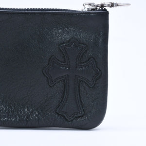 極美品 CHROME HEARTS クロムハーツ ZPR CHNG PURSE ジッパー チェンジパース 小銭入れ CHクロスパッチ ダガージップ シルバー金具 中古 4a009815