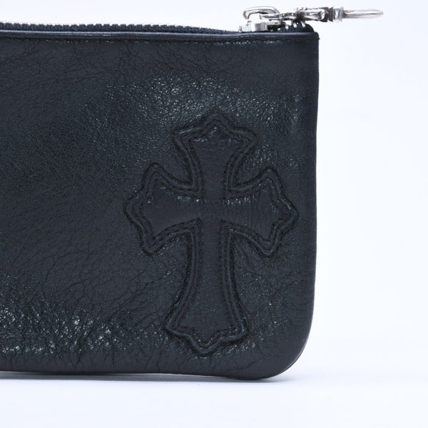 極美品 CHROME HEARTS クロムハーツ ZPR CHNG PURSE ジッパー チェンジパース 小銭入れ CHクロスパッチ ダガージップ シルバー金具 中古 4a009815