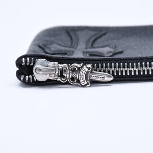 極美品 CHROME HEARTS クロムハーツ ZPR CHNG PURSE ジッパー チェンジパース 小銭入れ CHクロスパッチ ダガージップ シルバー金具 中古 4a009815