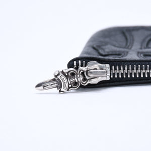 極美品 CHROME HEARTS クロムハーツ ZPR CHNG PURSE ジッパー チェンジパース 小銭入れ CHクロスパッチ ダガージップ シルバー金具 中古 4a009815