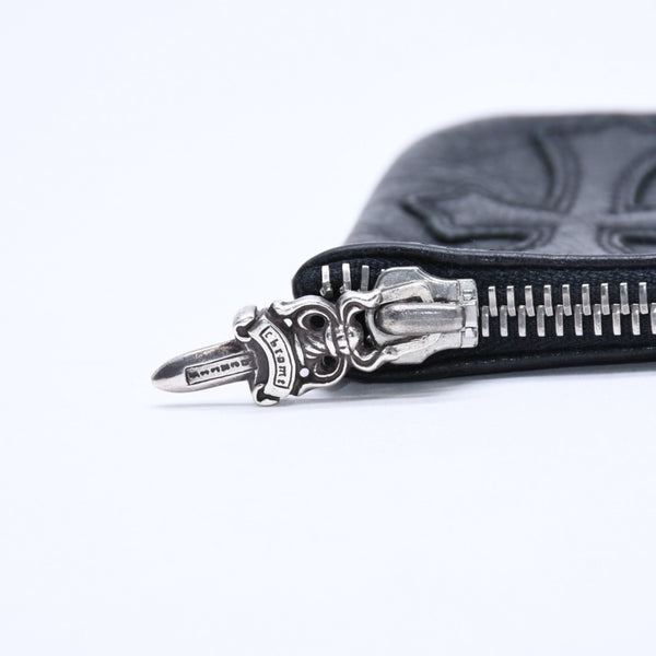 極美品 CHROME HEARTS クロムハーツ ZPR CHNG PURSE ジッパー チェンジパース 小銭入れ CHクロスパッチ ダガージップ シルバー金具 中古 4a009815