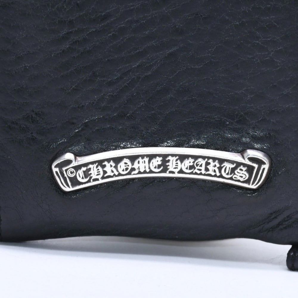 Very Good Condition CHROME HEARTS WALLET TINY ZIP Tiny Zip Wallet Wallet CH Cross Patch Dagger Zip Black Used 4a009814