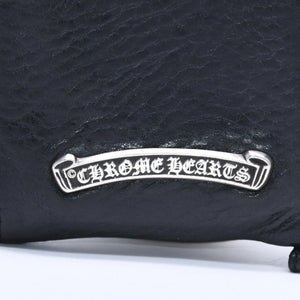 極美品 CHROME HEARTS クロムハーツ WALLET TINY ZIP タイニー ジップウォレット 財布 CHクロスパッチ ダガージップ ブラック 中古 4a009814