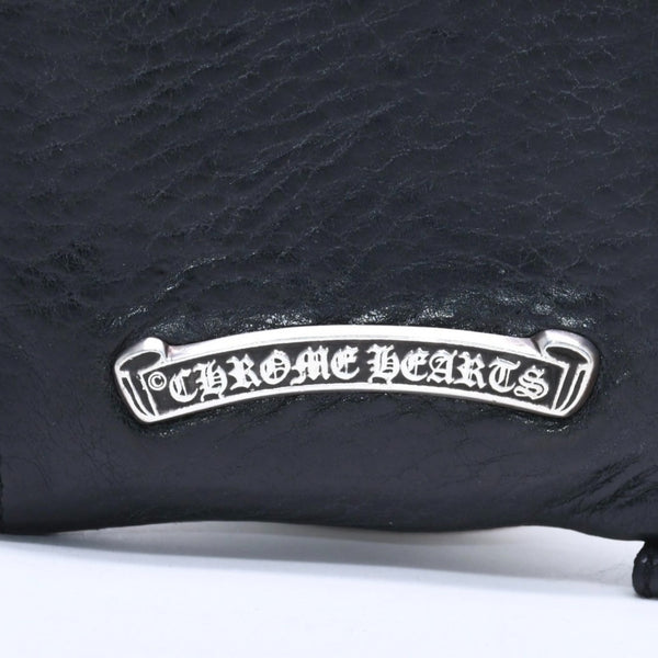 極美品 CHROME HEARTS クロムハーツ WALLET TINY ZIP タイニー ジップウォレット 財布 CHクロスパッチ ダガージップ ブラック 中古 4a009814
