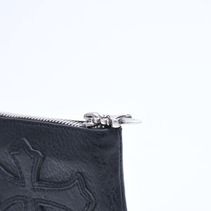 極美品 CHROME HEARTS クロムハーツ WALLET TINY ZIP タイニー ジップウォレット 財布 CHクロスパッチ ダガージップ ブラック 中古 4a009814