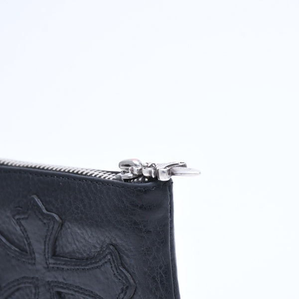 極美品 CHROME HEARTS クロムハーツ WALLET TINY ZIP タイニー ジップウォレット 財布 CHクロスパッチ ダガージップ ブラック 中古 4a009814