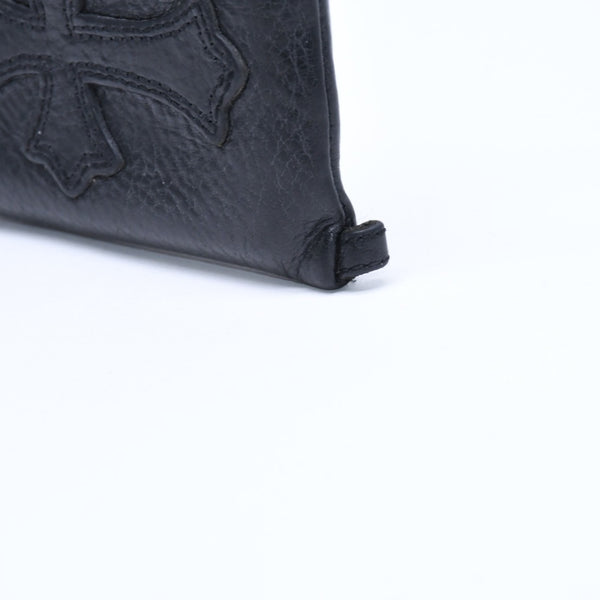 極美品 CHROME HEARTS クロムハーツ WALLET TINY ZIP タイニー ジップウォレット 財布 CHクロスパッチ ダガージップ ブラック 中古 4a009814
