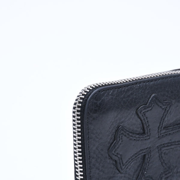 極美品 CHROME HEARTS クロムハーツ WALLET TINY ZIP タイニー ジップウォレット 財布 CHクロスパッチ ダガージップ ブラック 中古 4a009814