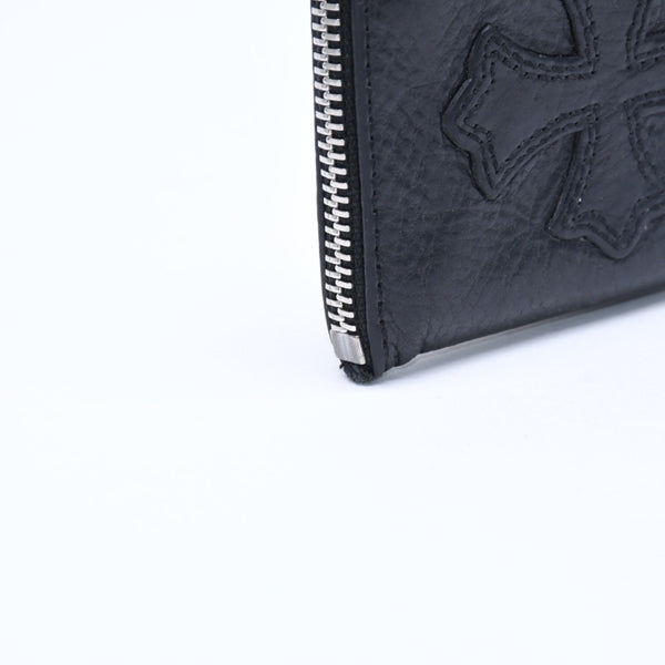 極美品 CHROME HEARTS クロムハーツ WALLET TINY ZIP タイニー ジップウォレット 財布 CHクロスパッチ ダガージップ ブラック 中古 4a009814