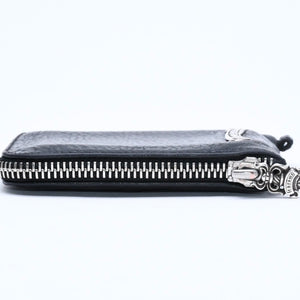 極美品 CHROME HEARTS クロムハーツ WALLET TINY ZIP タイニー ジップウォレット 財布 CHクロスパッチ ダガージップ ブラック 中古 4a009814