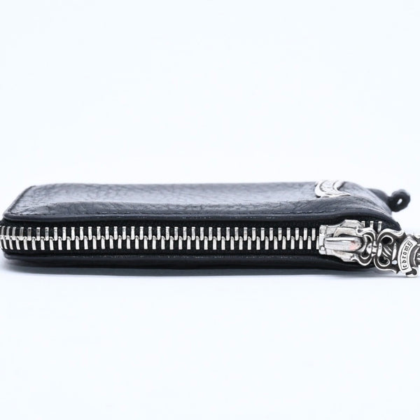 極美品 CHROME HEARTS クロムハーツ WALLET TINY ZIP タイニー ジップウォレット 財布 CHクロスパッチ ダガージップ ブラック 中古 4a009814