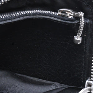 極美品 CHROME HEARTS クロムハーツ WALLET TINY ZIP タイニー ジップウォレット 財布 CHクロスパッチ ダガージップ ブラック 中古 4a009814