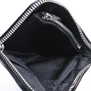 極美品 CHROME HEARTS クロムハーツ WALLET TINY ZIP タイニー ジップウォレット 財布 CHクロスパッチ ダガージップ ブラック 中古 4a009814