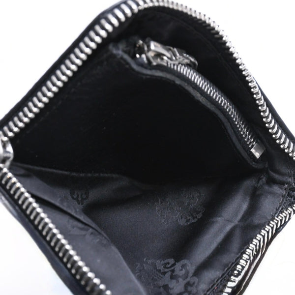 極美品 CHROME HEARTS クロムハーツ WALLET TINY ZIP タイニー ジップウォレット 財布 CHクロスパッチ ダガージップ ブラック 中古 4a009814