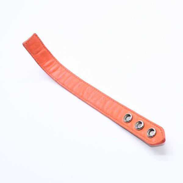 極美品 CHROME HEARTS クロムハーツ 3BTN 2SNP 3ボタン 2スナップ レザーブレスレット 重量約26.19g ピラミッド オレンジ 中古 4a009813