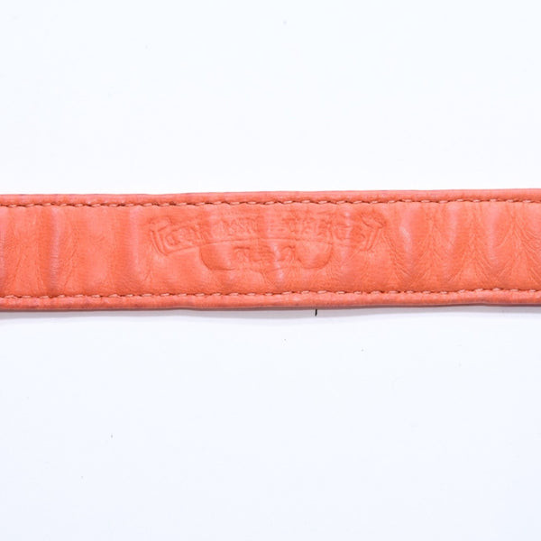 極美品 CHROME HEARTS クロムハーツ 3BTN 2SNP 3ボタン 2スナップ レザーブレスレット 重量約26.19g ピラミッド オレンジ 中古 4a009813