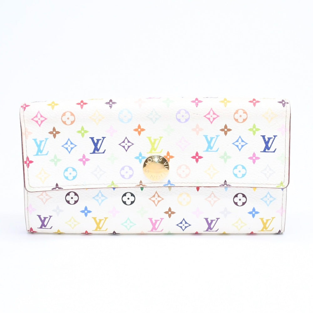 LOUIS VUITTON ルイヴィトン 長財布 ホワイト マルチカラー ゴールド金具 ポルトフォイユ サラ ブロン M93744 美品 中古 4a009655