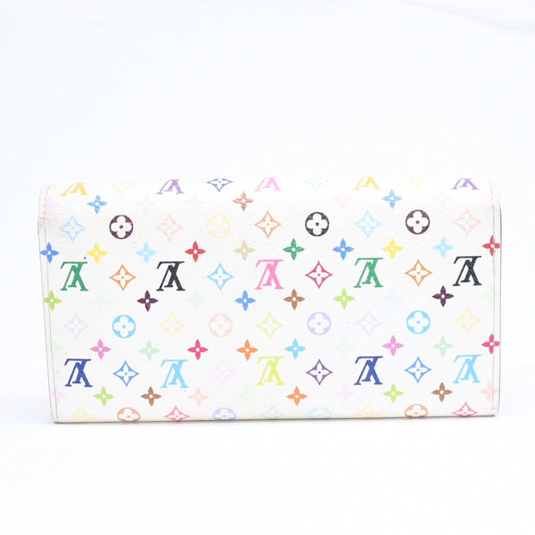 LOUIS VUITTON Long Wallet White Multicolor Gold Hardware Portefeuille Sarah Bronne M93744 Good Condition Used 4a009655