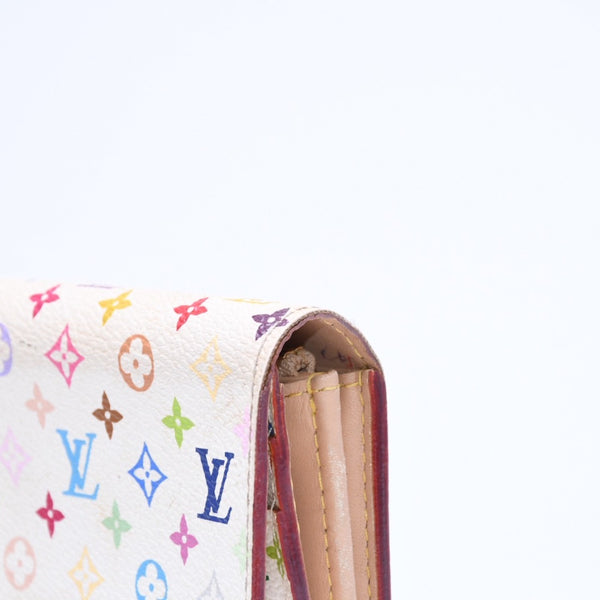 LOUIS VUITTON Long Wallet White Multicolor Gold Hardware Portefeuille Sarah Bronne M93744 Good Condition Used 4a009655