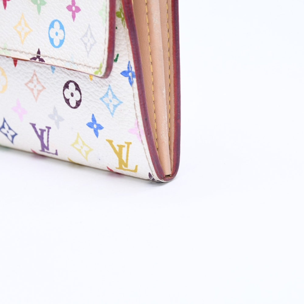 LOUIS VUITTON ルイヴィトン 長財布 ホワイト マルチカラー ゴールド金具 ポルトフォイユ サラ ブロン M93744 美品 中古 4a009655