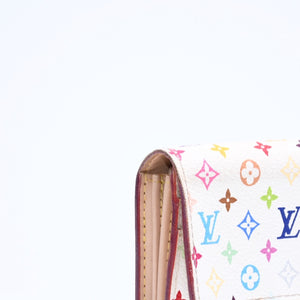 LOUIS VUITTON Long Wallet White Multicolor Gold Hardware Portefeuille Sarah Bronne M93744 Good Condition Used 4a009655