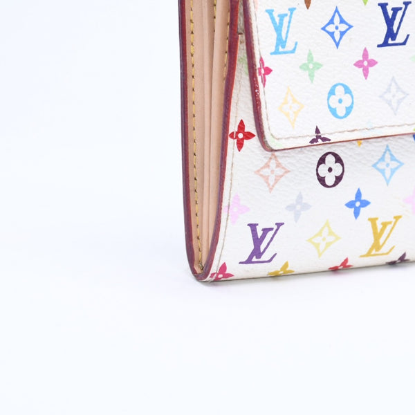 LOUIS VUITTON Long Wallet White Multicolor Gold Hardware Portefeuille Sarah Bronne M93744 Good Condition Used 4a009655