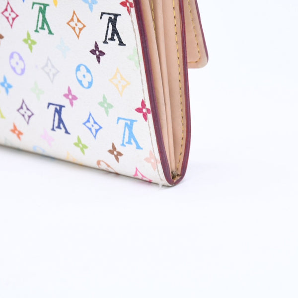 LOUIS VUITTON Long Wallet White Multicolor Gold Hardware Portefeuille Sarah Bronne M93744 Good Condition Used 4a009655
