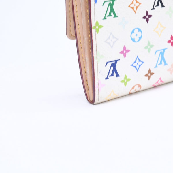 LOUIS VUITTON Long Wallet White Multicolor Gold Hardware Portefeuille Sarah Bronne M93744 Good Condition Used 4a009655
