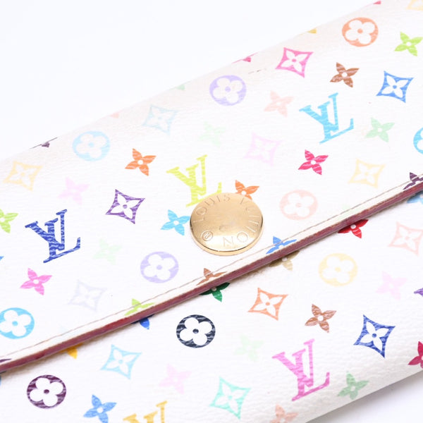 LOUIS VUITTON Long Wallet White Multicolor Gold Hardware Portefeuille Sarah Bronne M93744 Good Condition Used 4a009655
