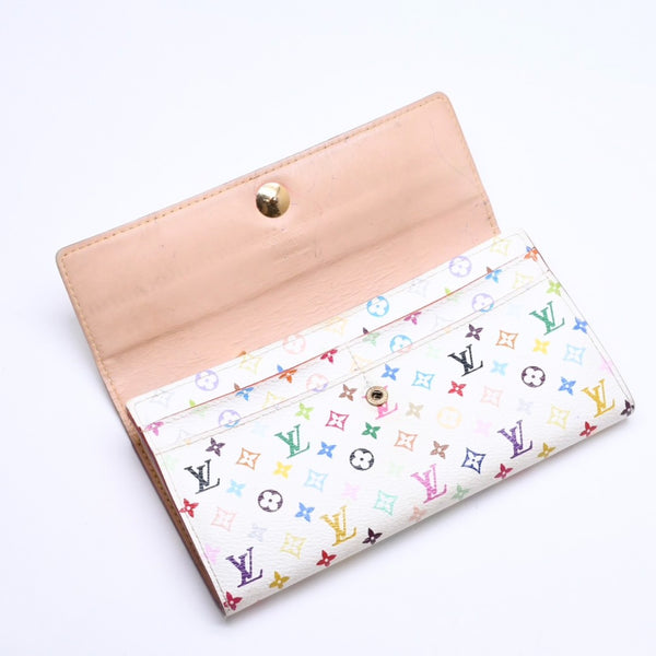 LOUIS VUITTON Long Wallet White Multicolor Gold Hardware Portefeuille Sarah Bronne M93744 Good Condition Used 4a009655