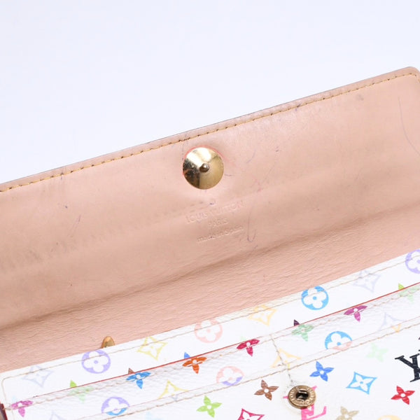 LOUIS VUITTON Long Wallet White Multicolor Gold Hardware Portefeuille Sarah Bronne M93744 Good Condition Used 4a009655