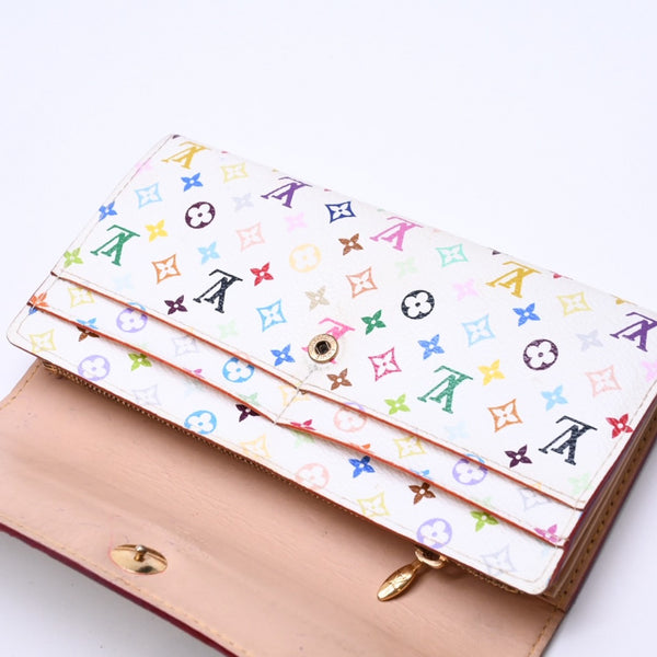 LOUIS VUITTON Long Wallet White Multicolor Gold Hardware Portefeuille Sarah Bronne M93744 Good Condition Used 4a009655
