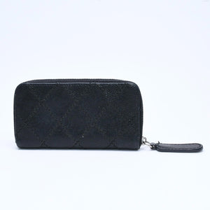 CHANEL シャネル レザー 財布 カードケース ココマーク ワイルドステッチ キャビアスキン 10番台 ブラック シルバー金具 美品 中古 4a009761