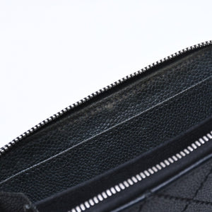 CHANEL シャネル レザー 財布 カードケース ココマーク ワイルドステッチ キャビアスキン 10番台 ブラック シルバー金具 美品 中古 4a009761