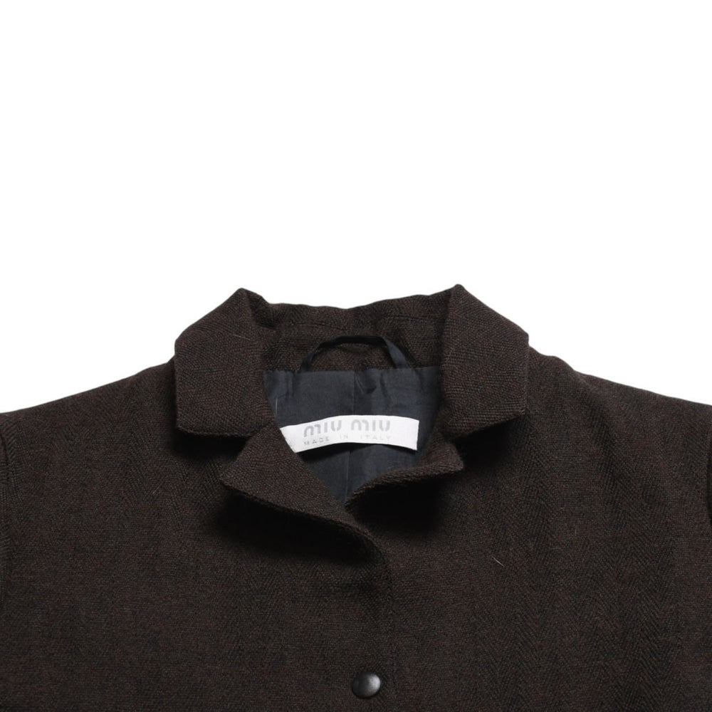 Very good condition MIUMIU 99AW Runway Tailored Jacket Size 38 Wool Nylon Brown With Buckle Archive Used 4a009398