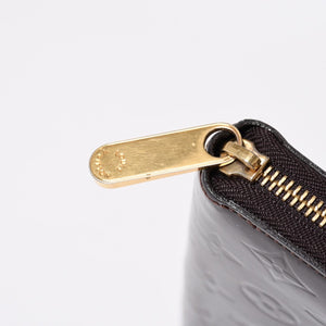 LOUIS VUITTON ルイヴィトン モノグラムヴェルニ ジッピーウォレット 長財布 レザー エナメルカーフ テールドンブル ダークブラウン M91458 美品 中古 4a009682