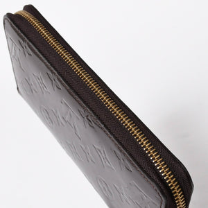 LOUIS VUITTON ルイヴィトン モノグラムヴェルニ ジッピーウォレット 長財布 レザー エナメルカーフ テールドンブル ダークブラウン M91458 美品 中古 4a009682