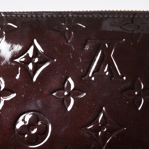 LOUIS VUITTON ルイヴィトン モノグラムヴェルニ ジッピーウォレット 長財布 レザー エナメルカーフ テールドンブル ダークブラウン M91458 美品 中古 4a009682