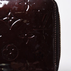 LOUIS VUITTON ルイヴィトン モノグラムヴェルニ ジッピーウォレット 長財布 レザー エナメルカーフ テールドンブル ダークブラウン M91458 美品 中古 4a009682