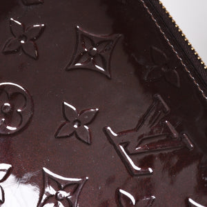 LOUIS VUITTON ルイヴィトン モノグラムヴェルニ ジッピーウォレット 長財布 レザー エナメルカーフ テールドンブル ダークブラウン M91458 美品 中古 4a009682