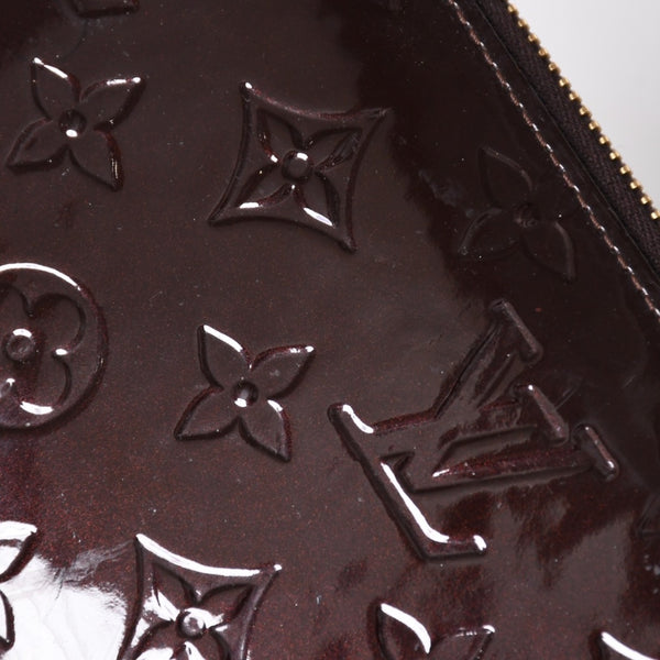 LOUIS VUITTON ルイヴィトン モノグラムヴェルニ ジッピーウォレット 長財布 レザー エナメルカーフ テールドンブル ダークブラウン M91458 美品 中古 4a009682
