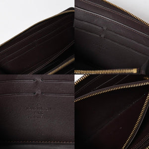 LOUIS VUITTON ルイヴィトン モノグラムヴェルニ ジッピーウォレット 長財布 レザー エナメルカーフ テールドンブル ダークブラウン M91458 美品 中古 4a009682