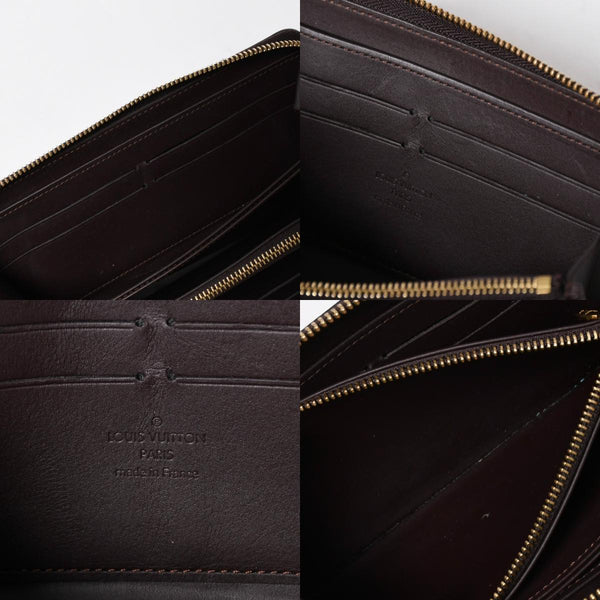 LOUIS VUITTON ルイヴィトン モノグラムヴェルニ ジッピーウォレット 長財布 レザー エナメルカーフ テールドンブル ダークブラウン M91458 美品 中古 4a009682