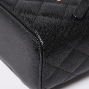 Like new CHANEL Chanel Matelasse Mini Chain Shoulder Bag No. 29 Caviar Skin Black Gold Hardware Used 4a009767